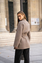 Taupe Belted Wool Coat