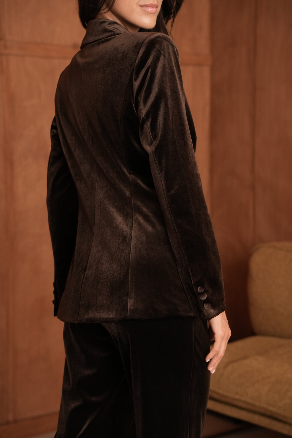 Dark Brown Velvet Blazer