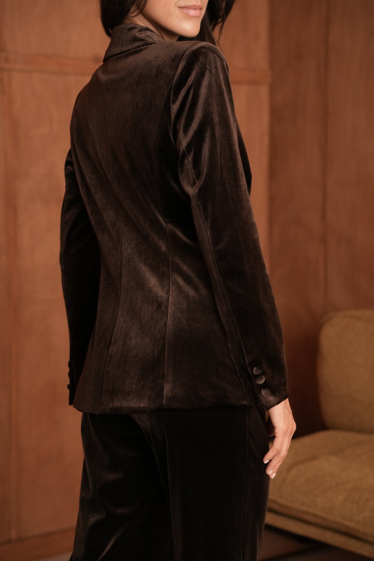 Dark Brown Velvet Blazer