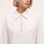 Cream Pearl Embellished Shirt