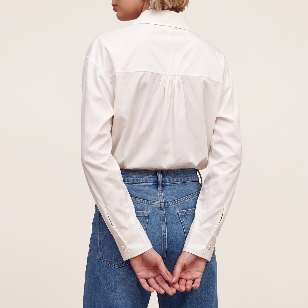 Cream Pearl Embellished Shirt