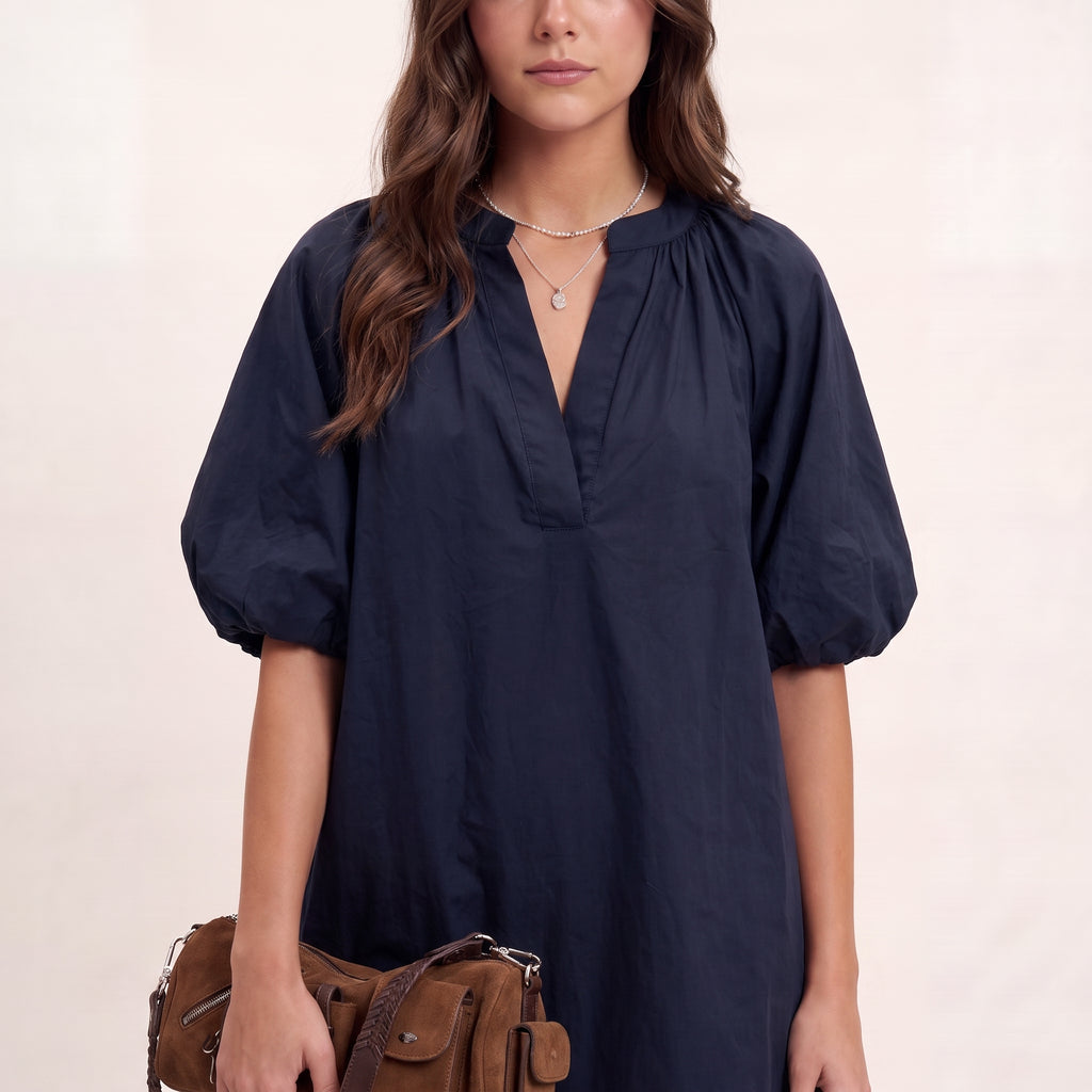 Isla Navy Puff Sleeve Dress