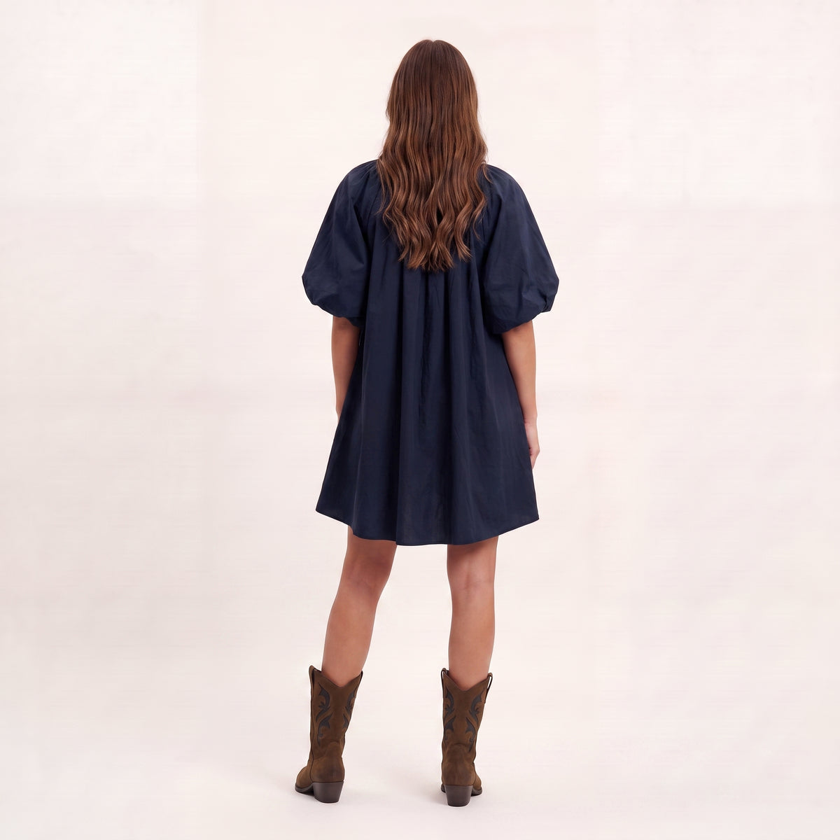 Isla Navy Puff Sleeve Dress
