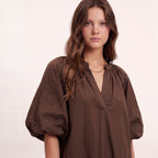 Isla Brown Puff Sleeve Dress