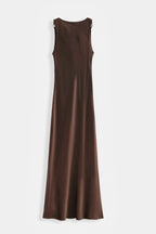Brown Selena Satin Maxi Dress