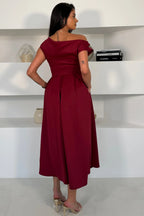 Betty Burgundy Asymmetric Skater Midi Dress