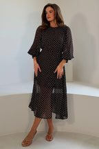 Oraya Brown Polka Dot Dress