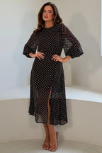 Oraya Brown Polka Dot Dress
