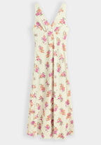 Butter Yellow Floral Midi Print Dress