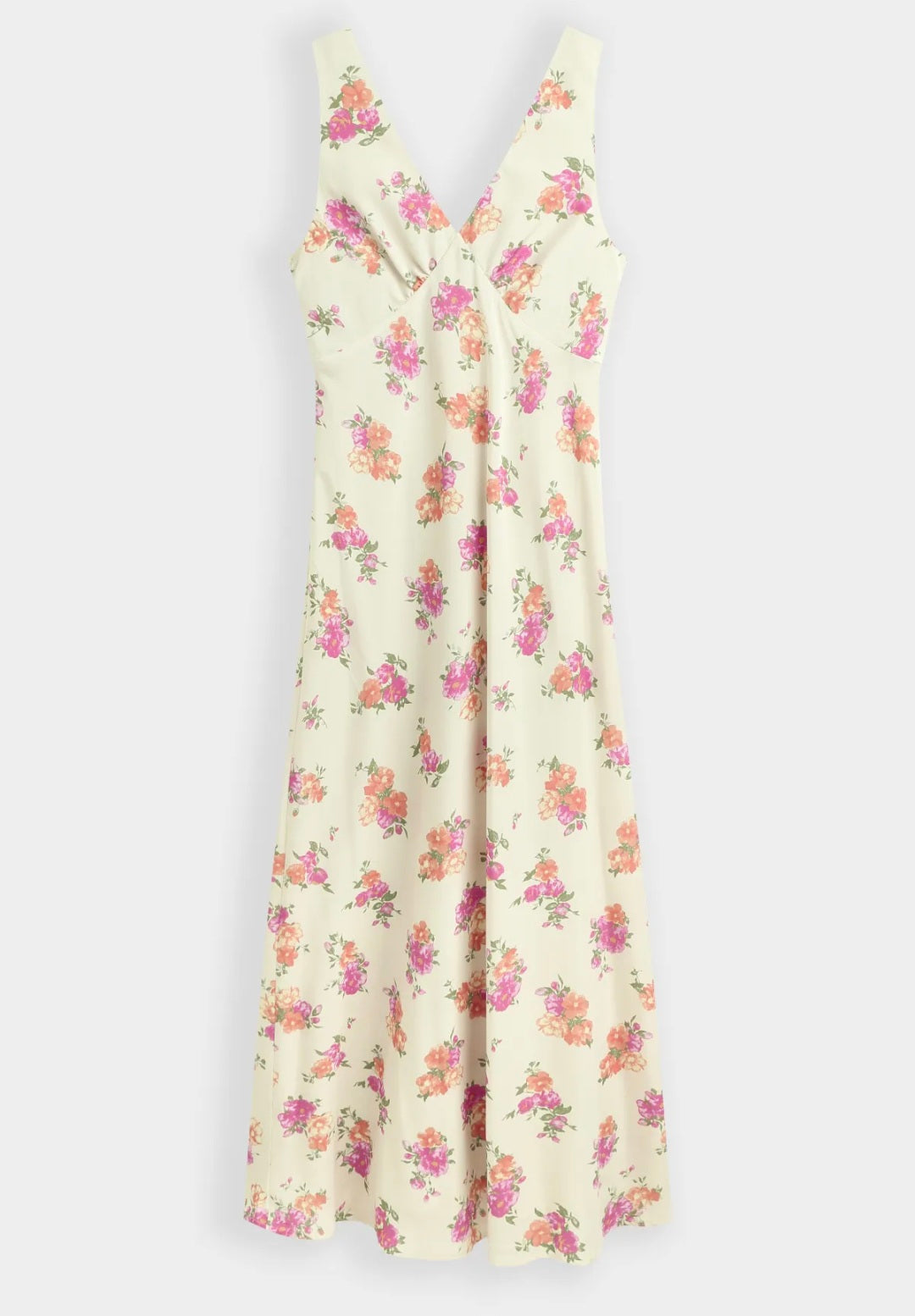 Butter Yellow Floral Midi Print Dress