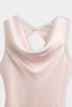 Pink Satin Cowl Neck Dress
