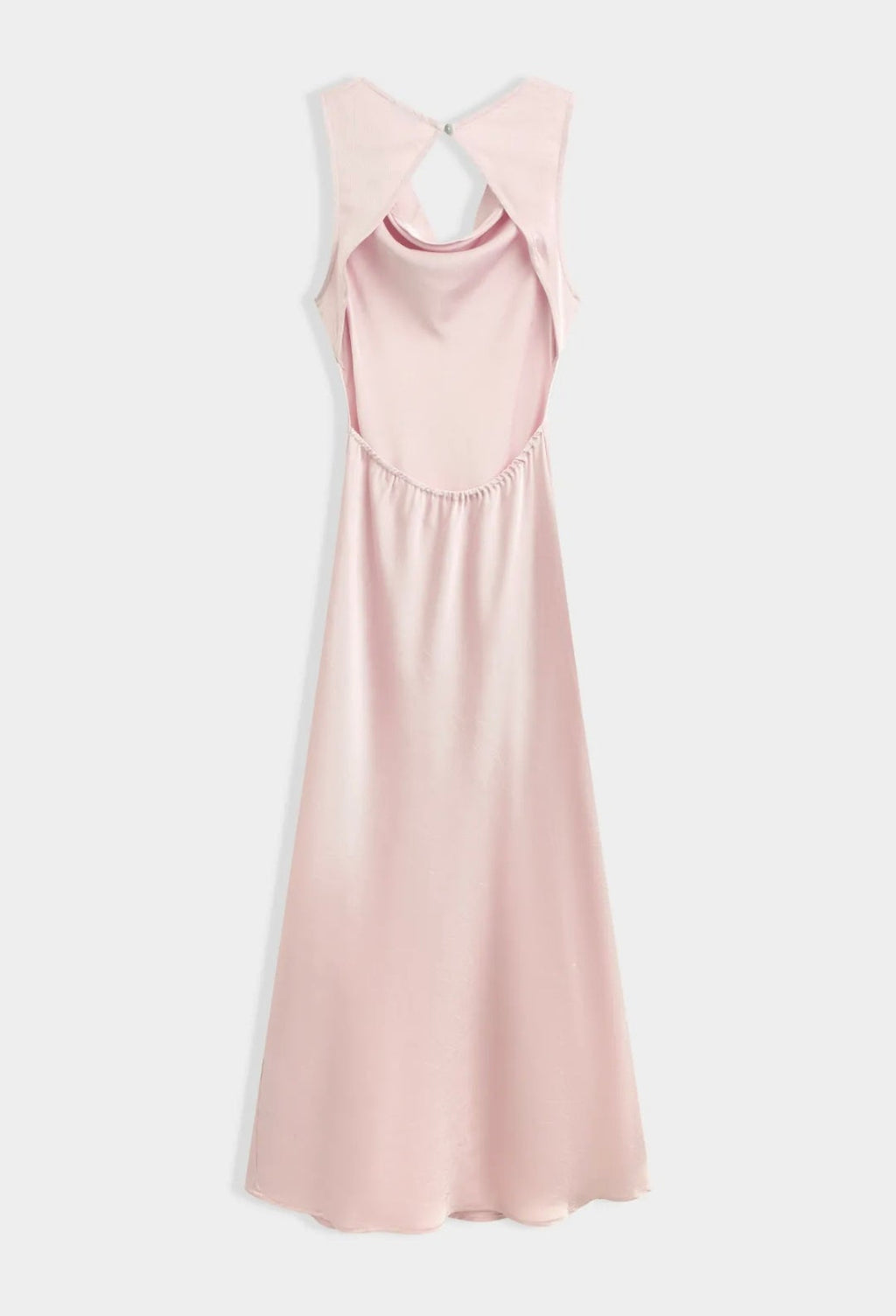 Pink Satin Cowl Neck Dress
