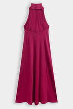 Fuchsia Midi Halter Dress