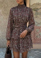 Brown Floral Mini Dress