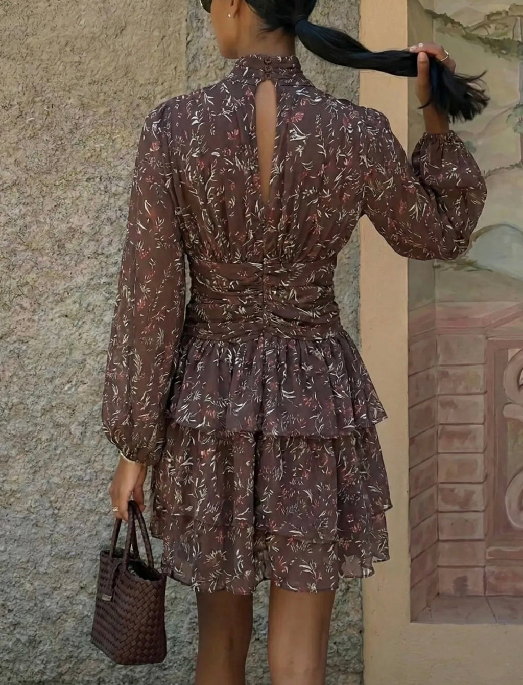 Brown Floral Mini Dress