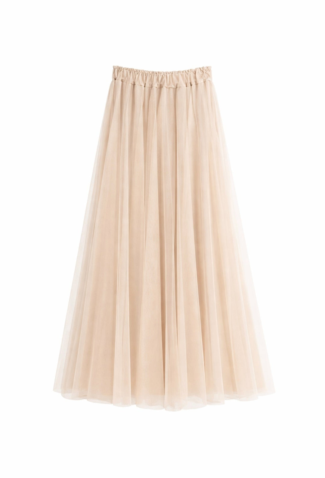 Champagne Tulle Midi Skirt