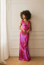 Purple Print Maxi Dress