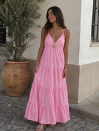 Pink Tiered Smock Dress
