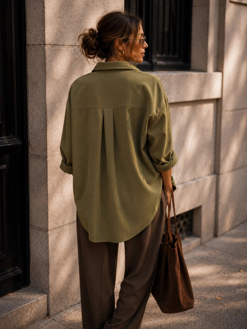 Khaki Oversized Corduroy Shirt