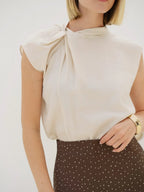 Ecru Knotted Sleeveless Top