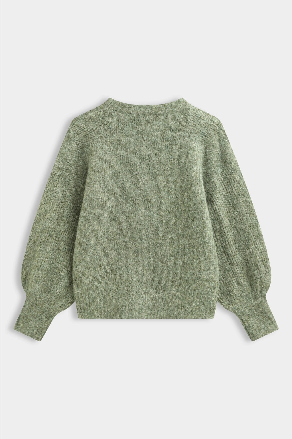 Khaki Balloon Sleeve Knitted Sweater