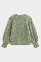 Khaki Balloon Sleeve Knitted Sweater