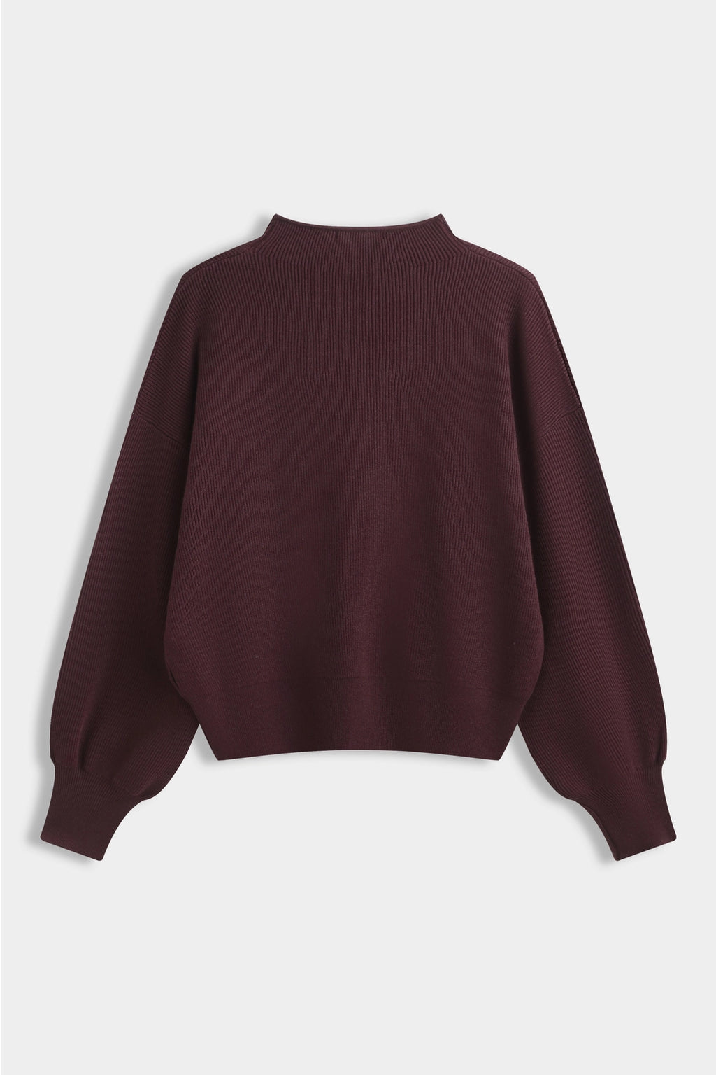 Plum Mandarin Collar Knit Sweater