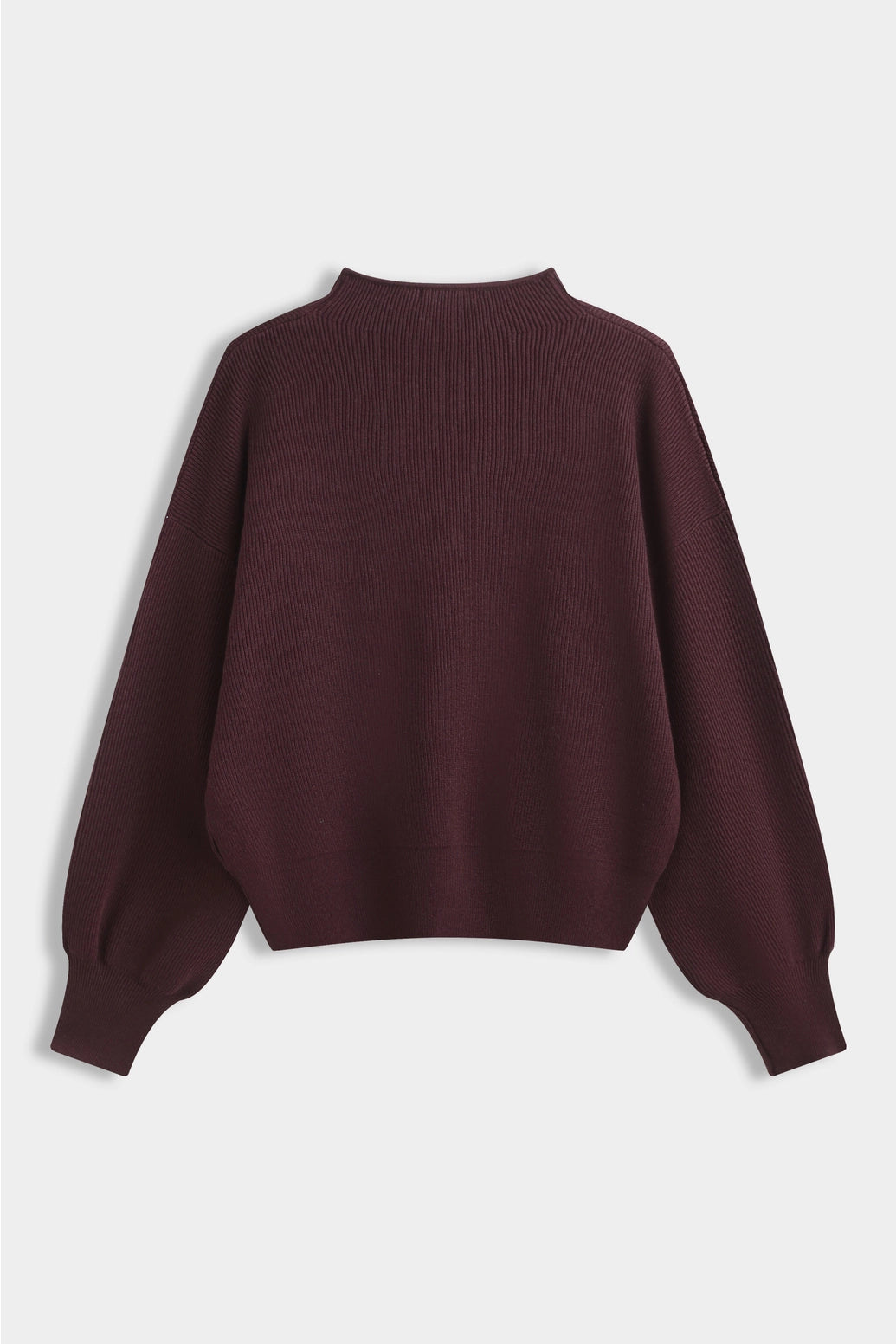 Plum Mandarin Collar Knit Sweater
