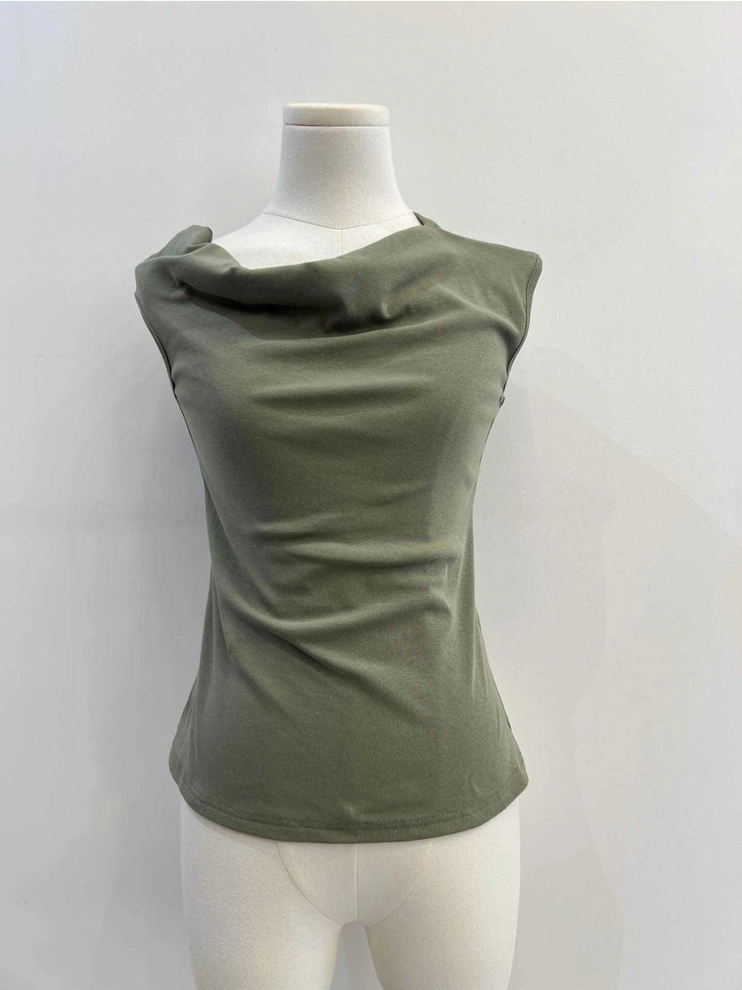 Golden Live Boat Neck Tank Top Khaki