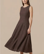 Brown A-Line Midi Dress