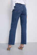 Dark Denim Raw Hem Jeans