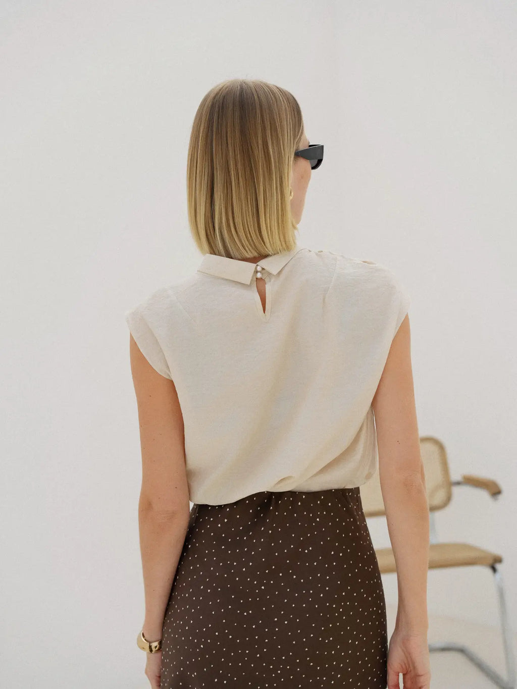 Ecru Knotted Sleeveless Top