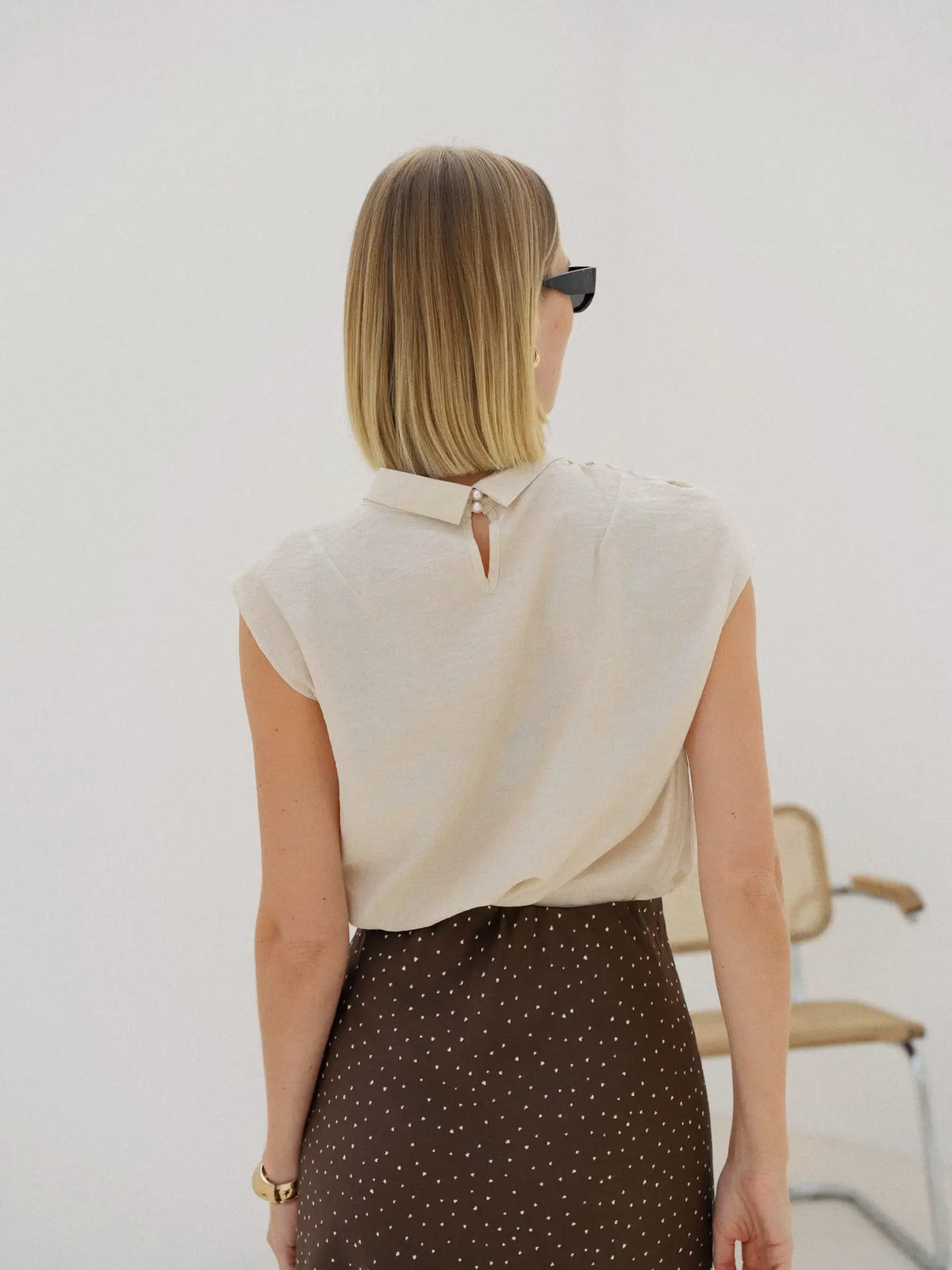 Ecru Knotted Sleeveless Top