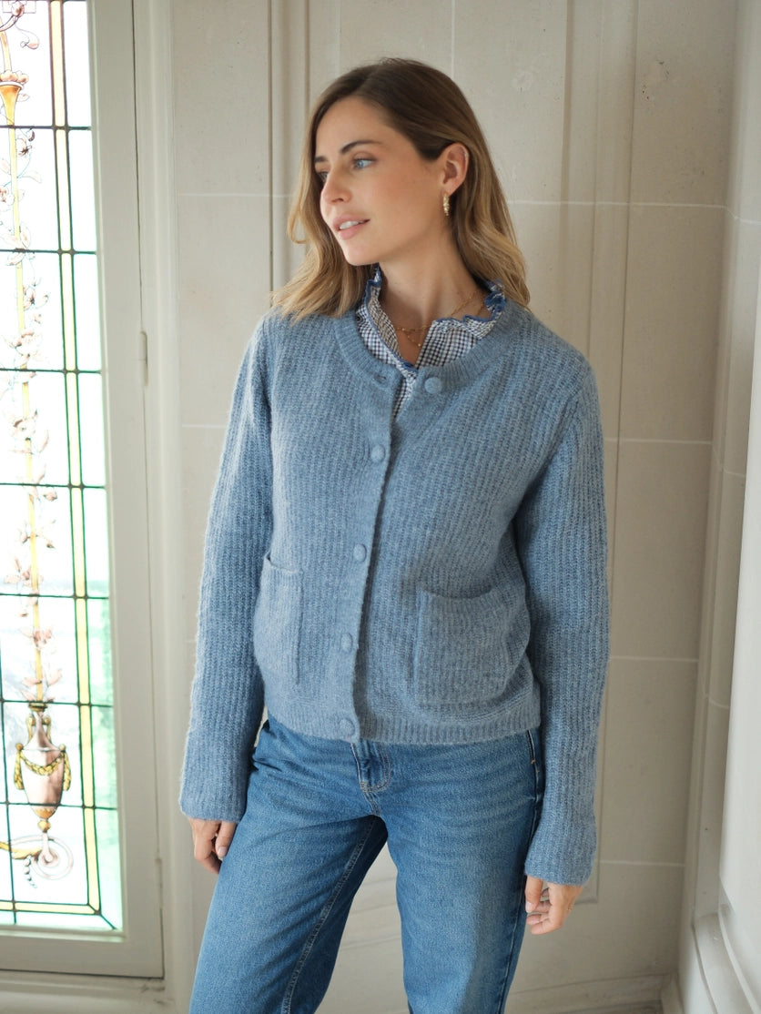Blue Virginia Knitted Cardigan