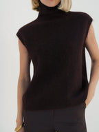 Wool Sleeveless Turtleneck Sweater