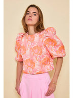Orange Puff Sleeve Top