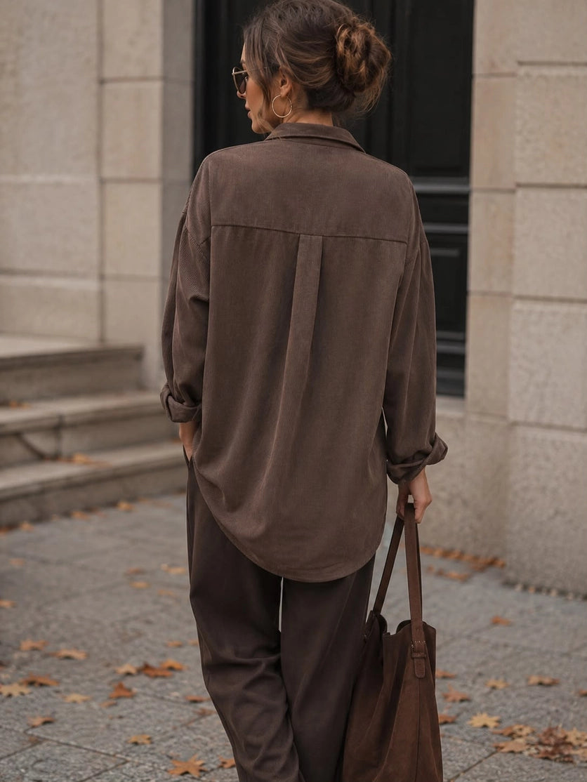 Brown Oversized Corduroy Shirt