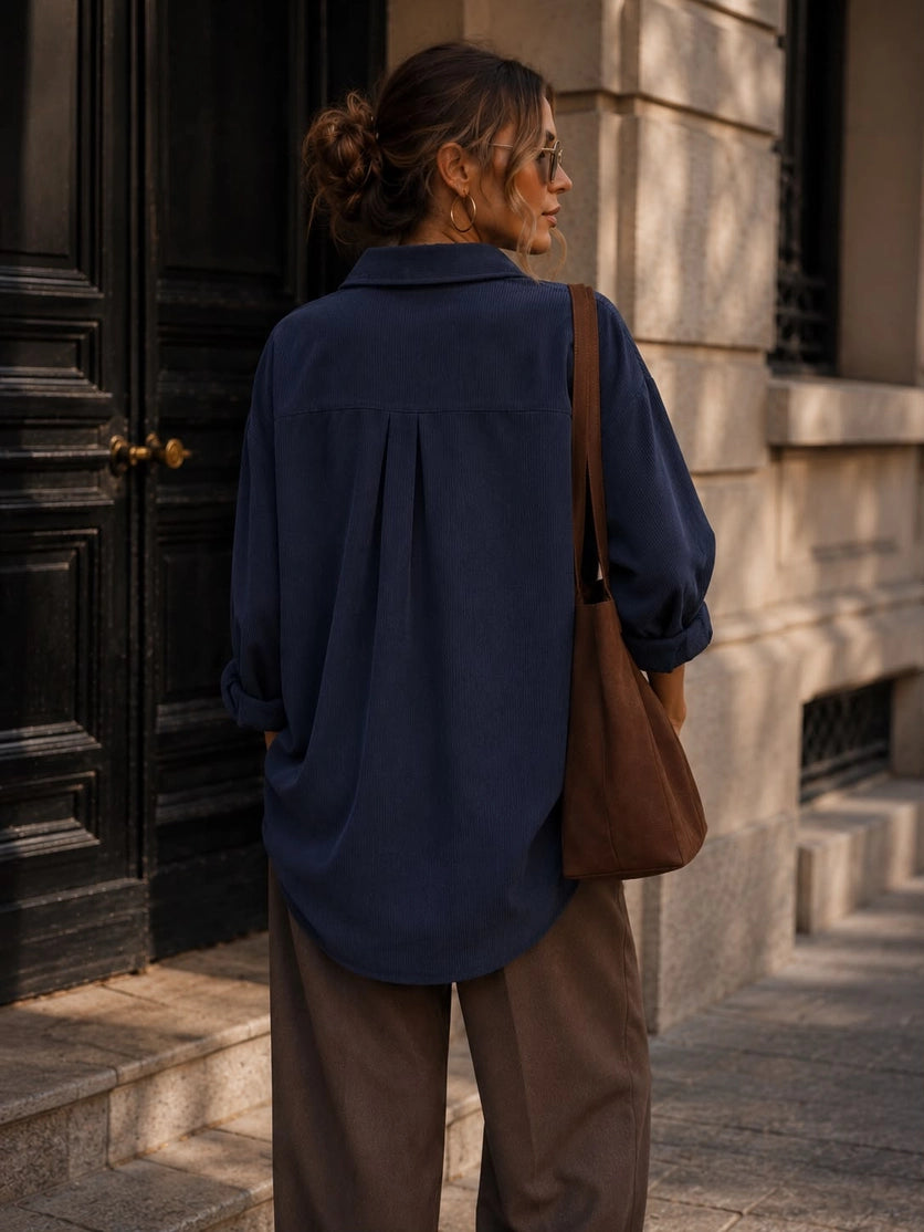 Navy Oversized Corduroy Shirt