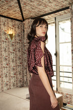 Burgundy Floral Satin Blouse