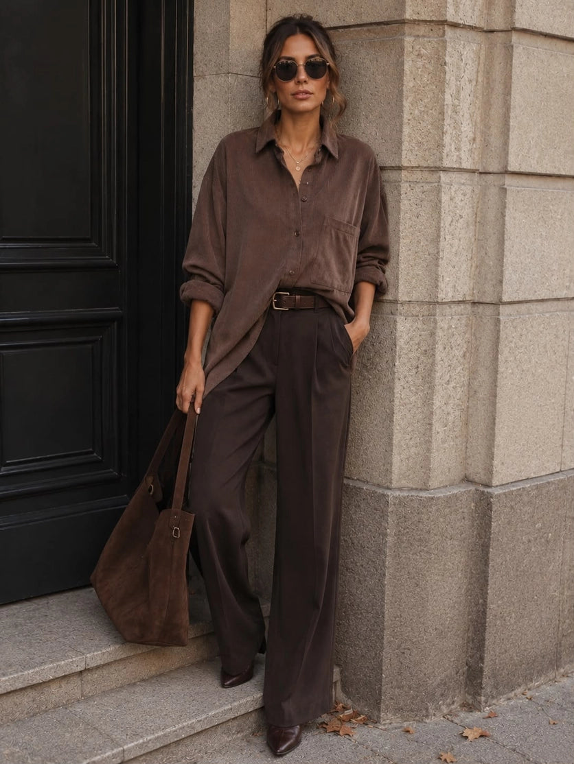 Brown Oversized Corduroy Shirt