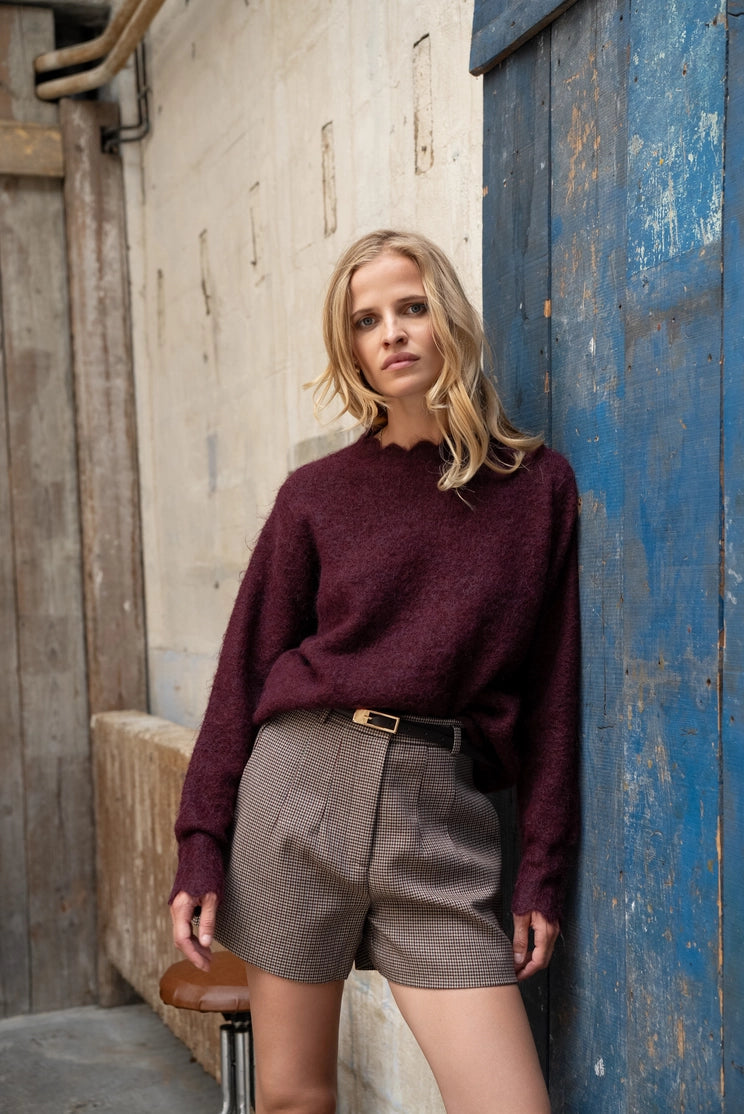 Burgundy Scalloped Knit