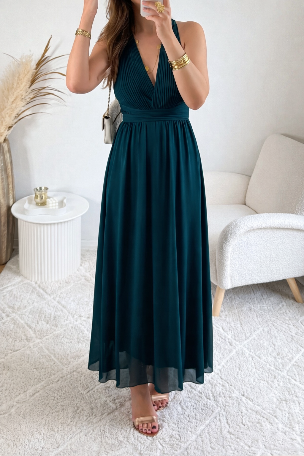 Teal Wrap Maxi Dress