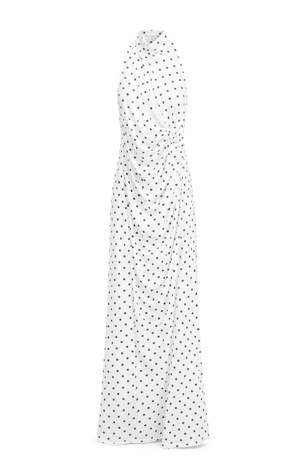 White Halter Neck Polka Dot Dress