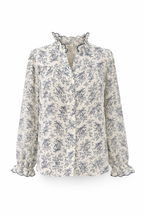 Navy Vintage Floral Blouse