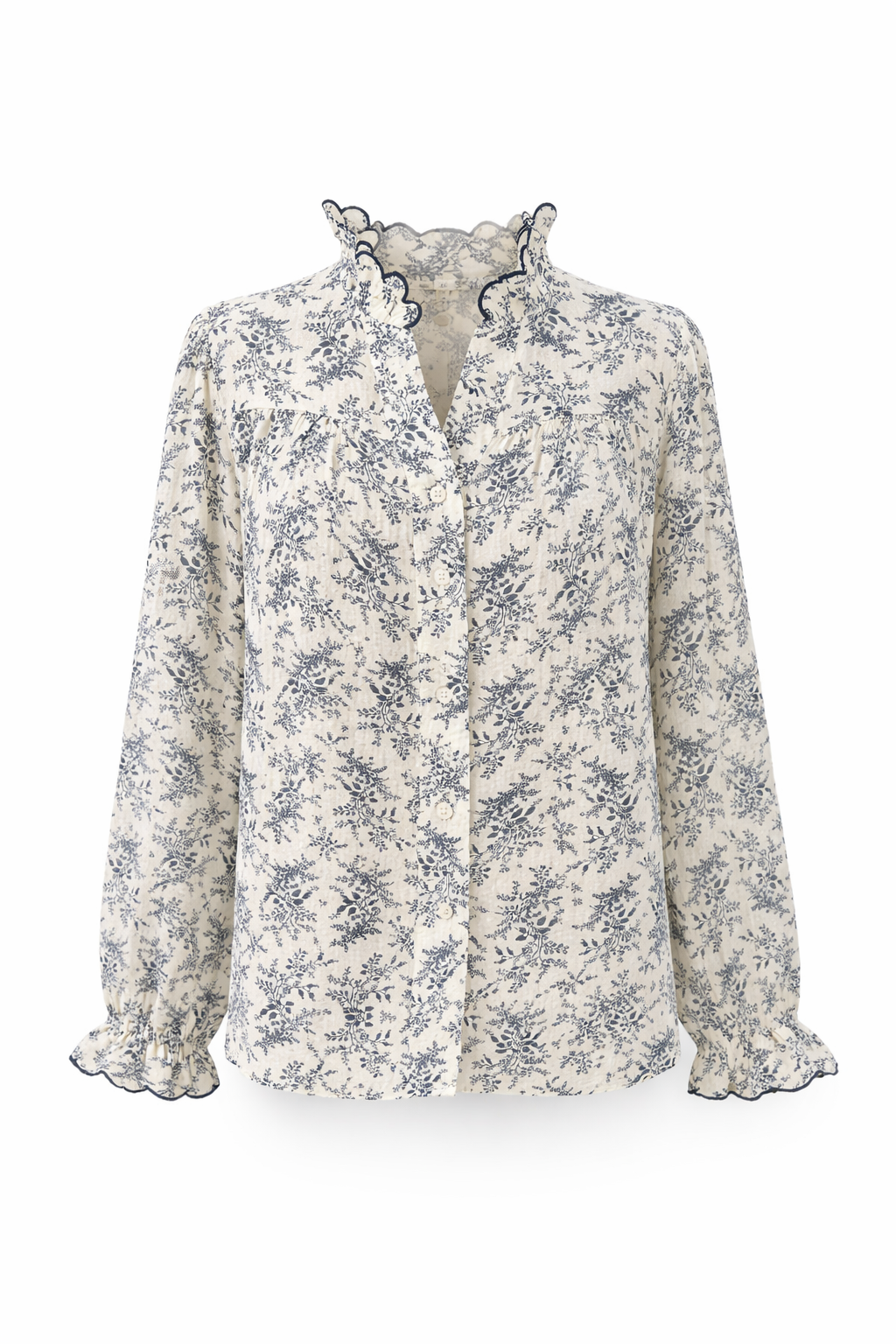 Navy Vintage Floral Blouse