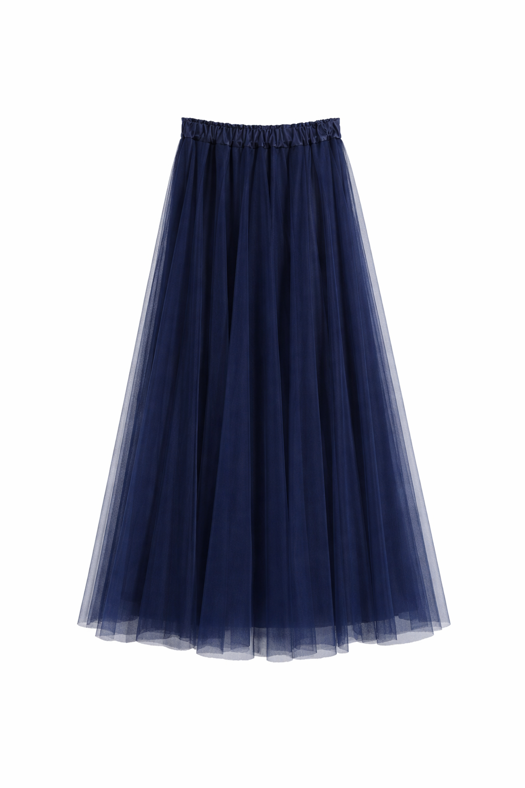 Navy Tulle Midi Skirt