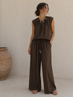 Brown Beaded Co-ord Set
