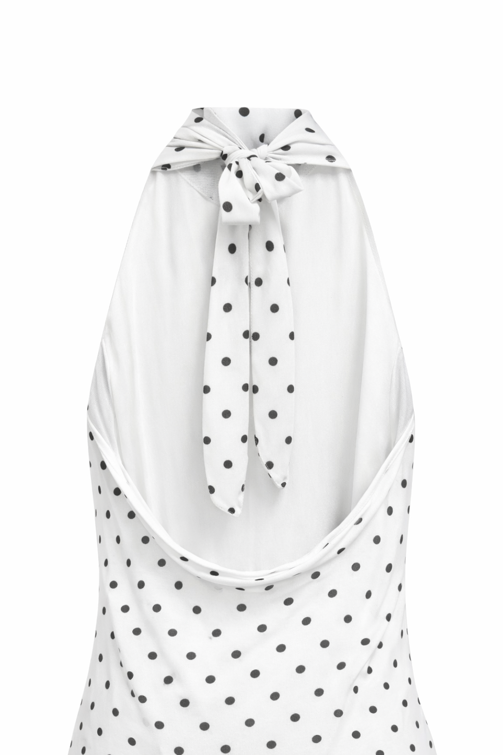White Halter Neck Polka Dot Dress
