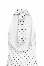 White Halter Neck Polka Dot Dress