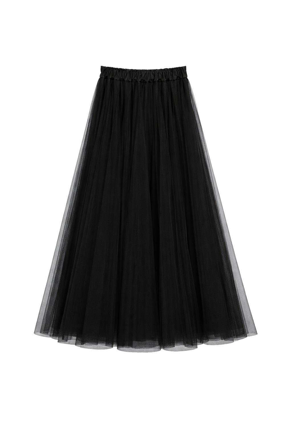 Black Tulle Midi Skirt